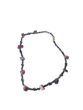 Vintage Hematite Stone Beaded Bracelet Magnetic Clasp